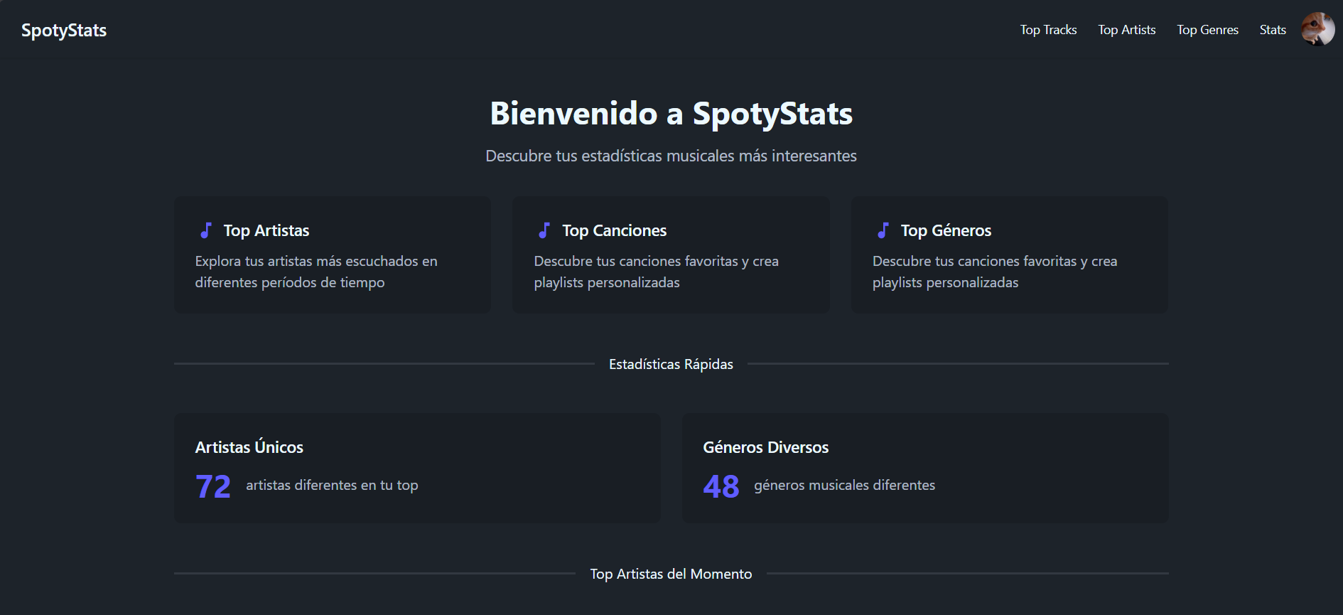 Captura de SpotyStats